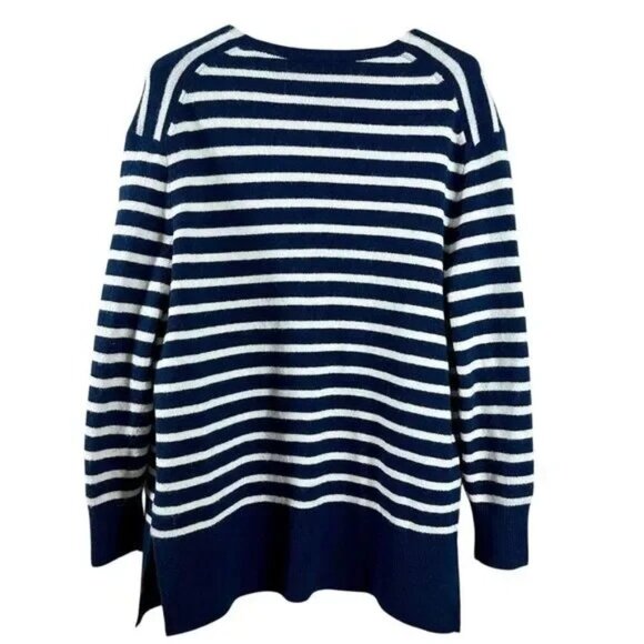 Madewell Cozy Walker Blue Stripe Wool Open Cardigan - Picture 3 of 5